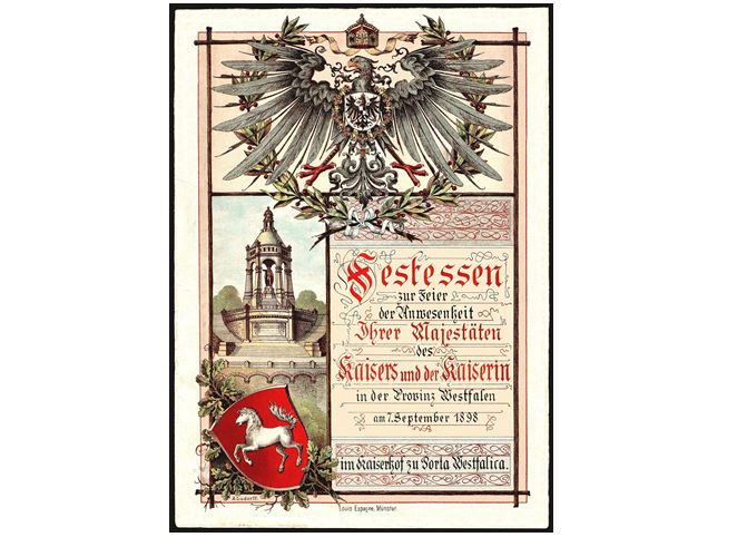 Historické menu z hostiny císaře Viléma II., které je z roku 1889.