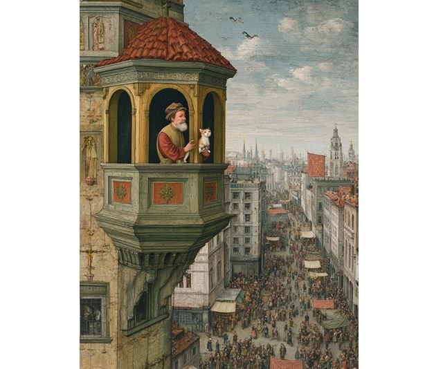 Kočky shazovali z věže v Yprech každoročně.