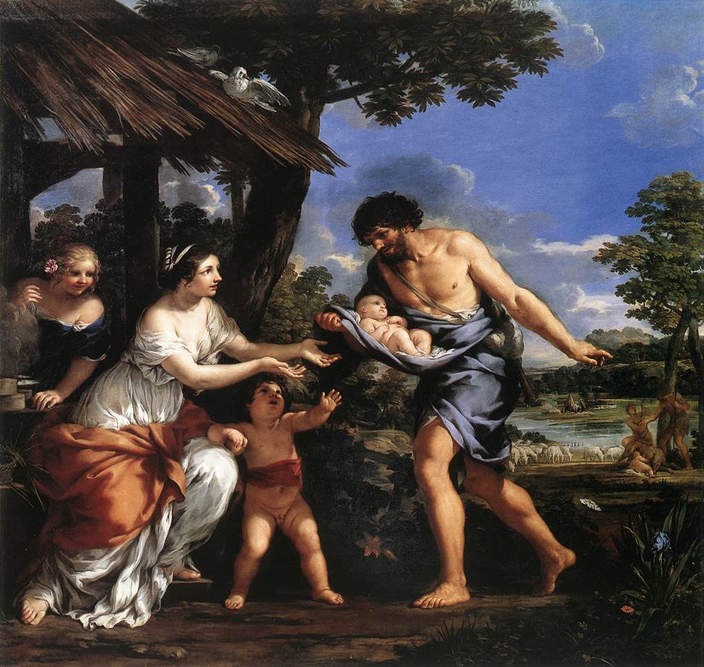 Pietro da Cortona: Faustulus přináší nalezená dvojčata domů