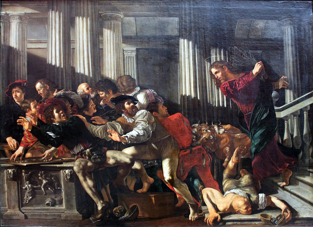 Cecco_del_Caravaggio_Christ_expulses_money_changers_anagoria