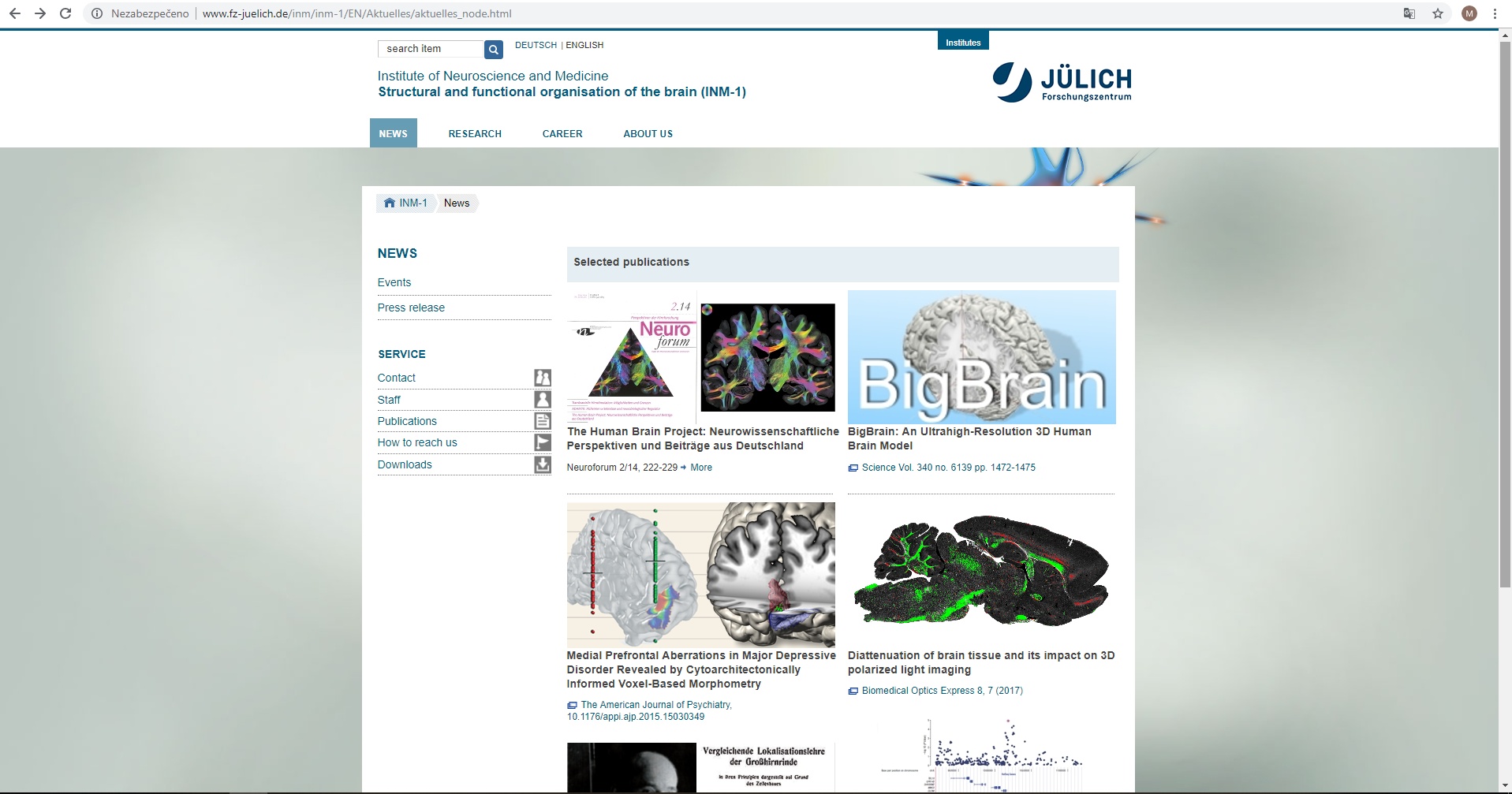 Webově stránky http://www.fz-juelich.de/inm/inm-1/EN/Aktuelles/aktuelles_node.html uvádějí veškeré novinky, které se s atlasem mozku spojují.