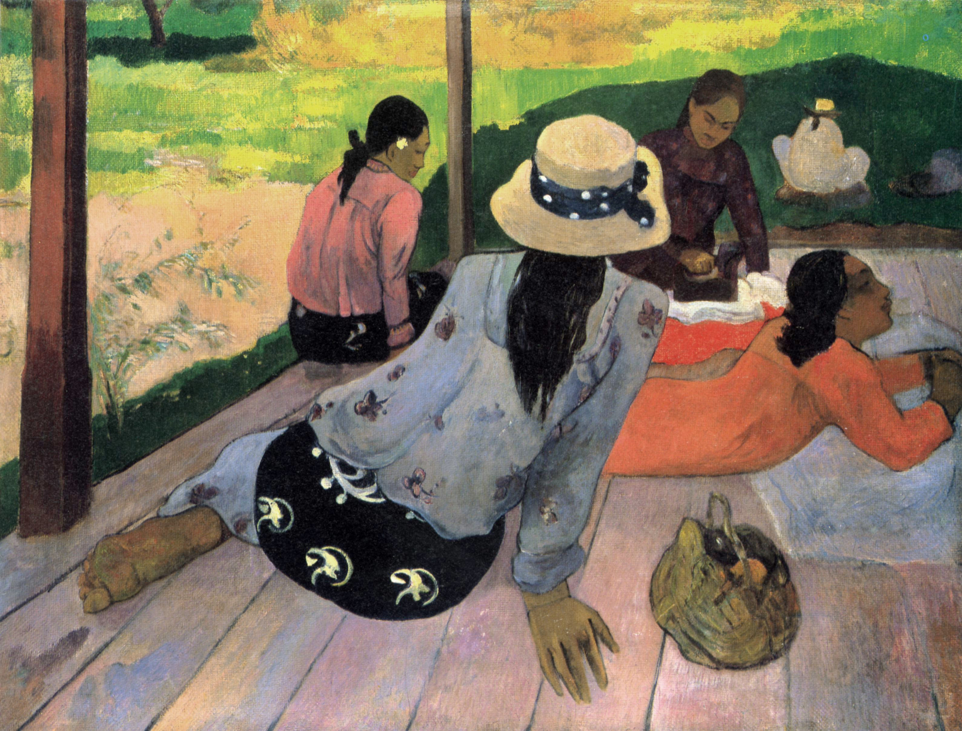 Siesta byla i častým námětem uměleckých děl. V tomto případě zachytil odpočívající ženy Paul Gauguin.