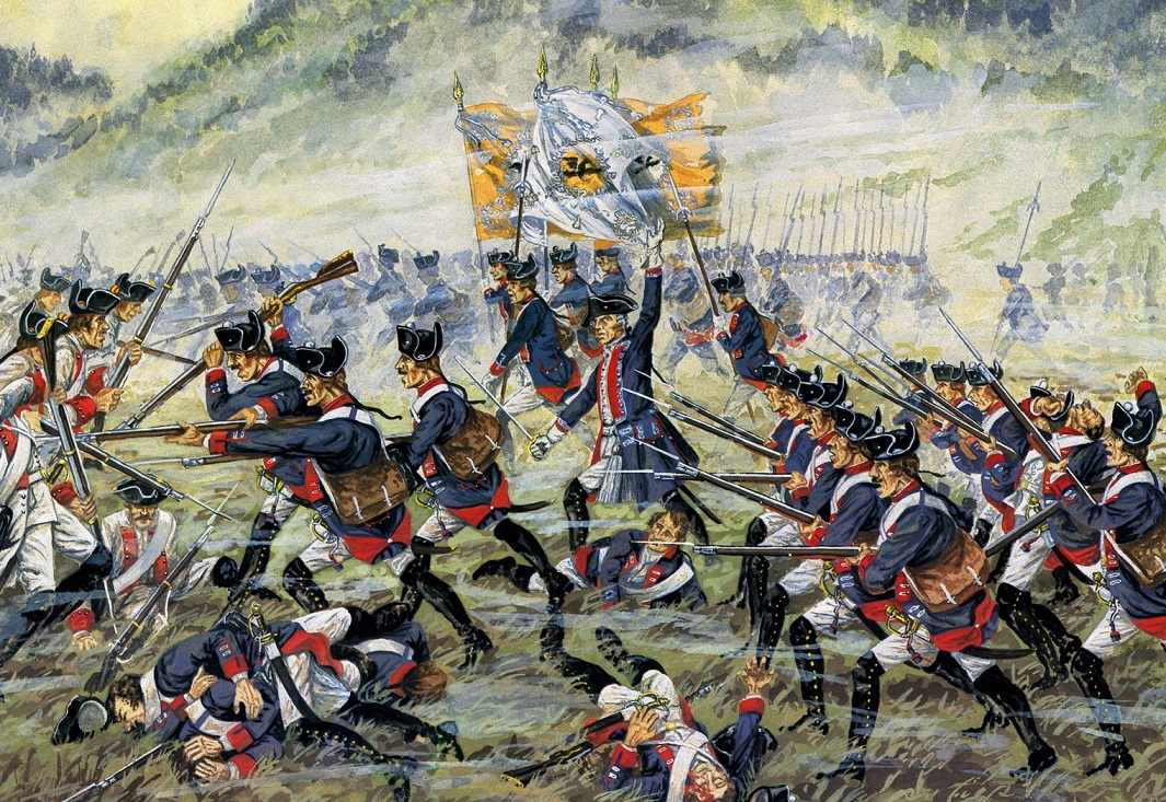 Pruské jednotky prorazí nepřátelskou linii a zvítězí.