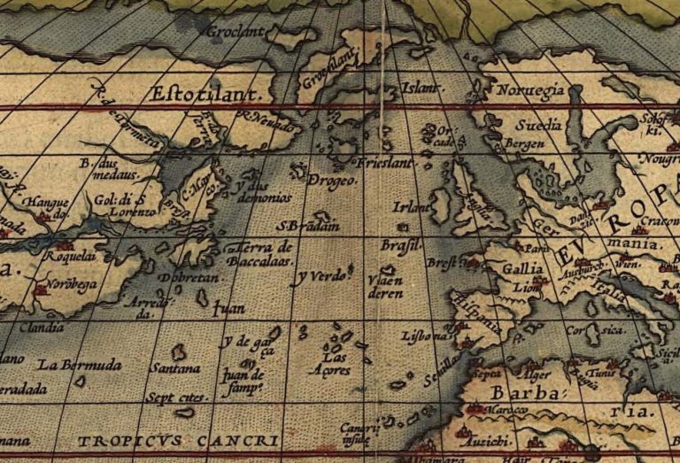 V roce 1570 se ostrov nachází kousek od pobřeží Irska, tedy alespoň na dobových mapách.