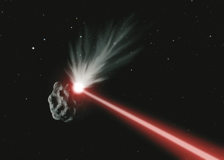Výkonný laser je schopný rozřezat i ten nejtvrdší kov na světě, takže by mohl rozřezat i asteroid.