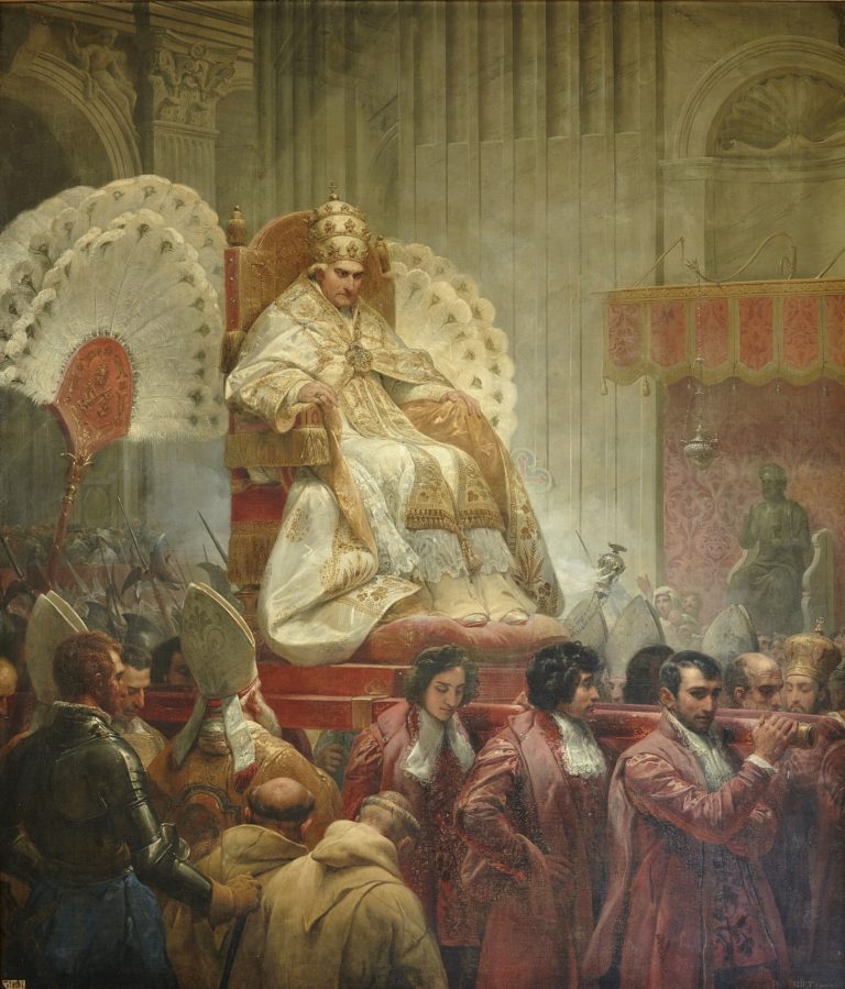 Křeslo, na kterém sedí papež Pius VIII., bylo používáno až do 70. let 20. století.