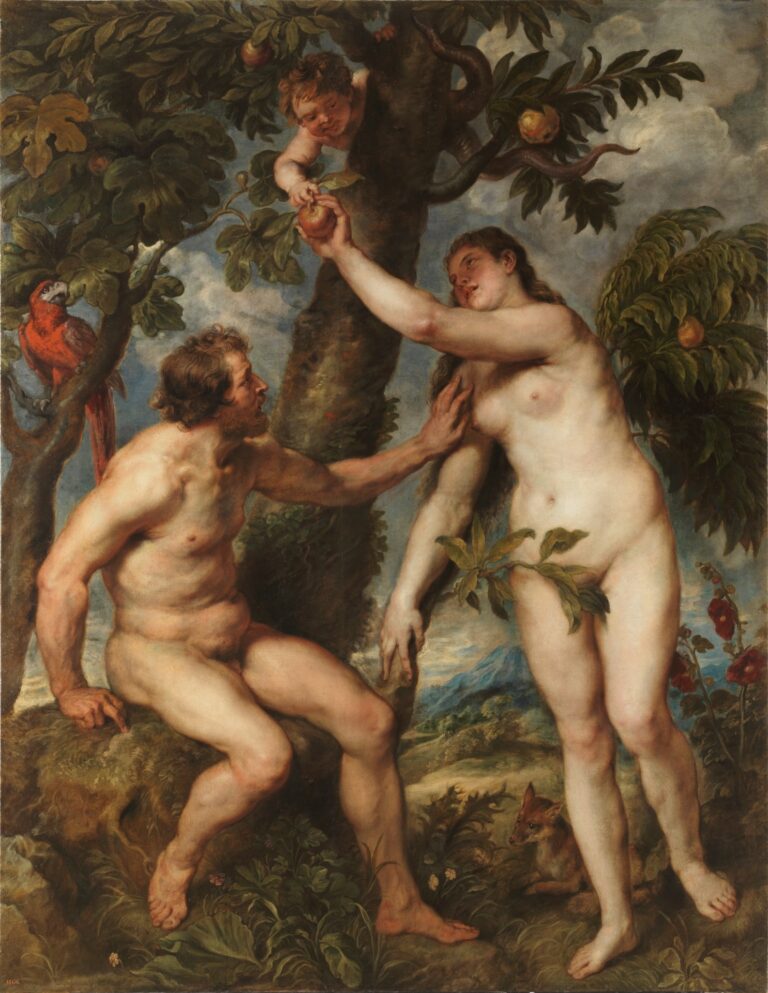 Peter Paul Rubens si pro změnu myslel, že Eva nabídla Adamovi granátové jablko.