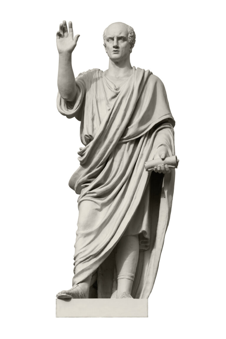 Typický oděv Římanů se dochoval na mnoha sochách a obrazech i se svým náročným řasením.