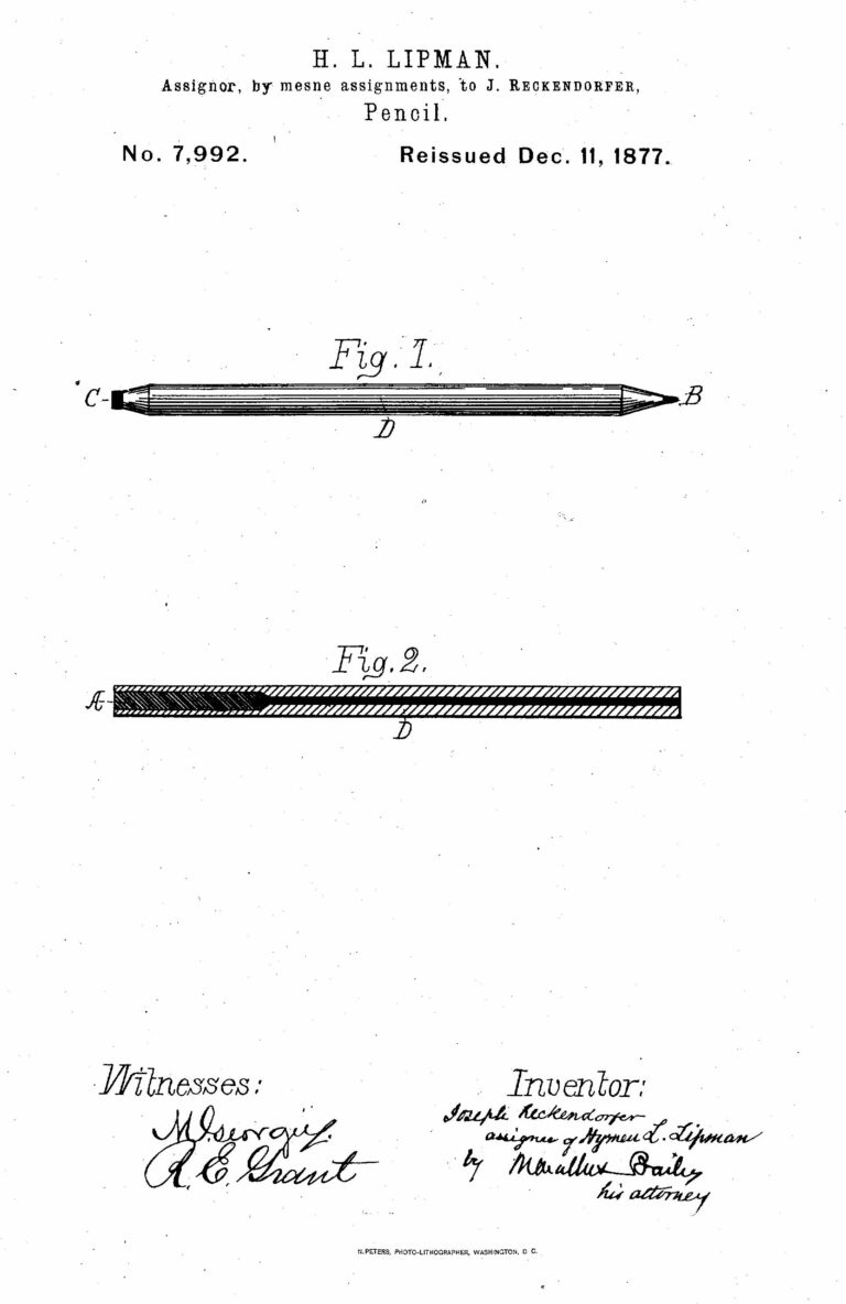 Patentová dokumentace nápadu vynalézavého amerického papírníka Hymana Lipnama.