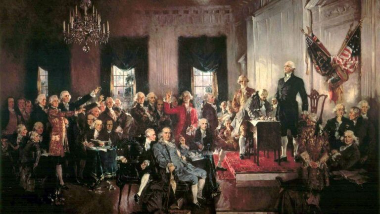 Samotná ústava USA, jejíž podoba byla navržena během tajných setkání ve Filadelfii, položila základ demokracii a zaručila práva občanů.