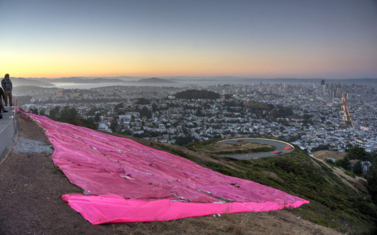 Růžový trojúhelník se rychle stává symbolem aktivistů za práva homosexuálů.