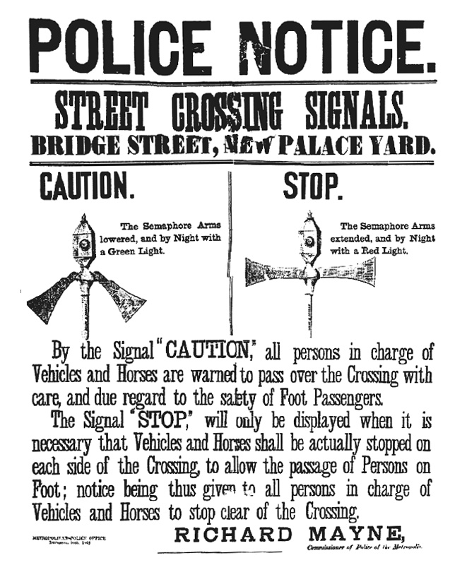 Aby chodci lépe pochopili signalizační zařízení z roku 1868, poskytne jim policie návod.