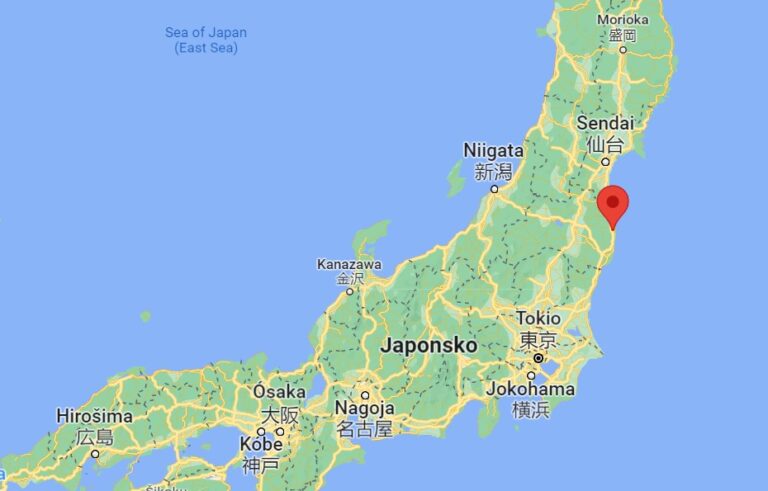 Město Okuma na mapě Japonska.