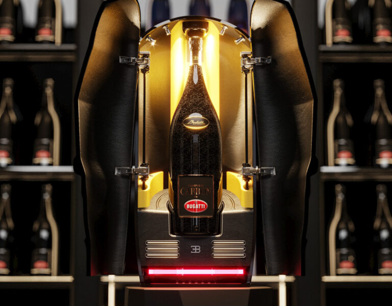 Ikonická francouzská automobilka Bugatti se spojila s firmou Champagne Carbon a společně vytvořili unikátní chladicí box pro unikátní lahev šampaňského.