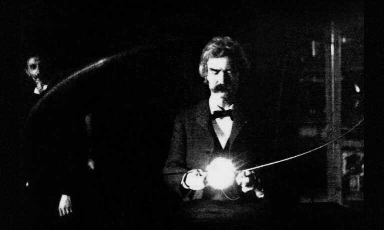 Návštěvníkem Teslovy laboratoře byl i spisovatel Mark Twain. (Zdroj: Wikimedia Commons)