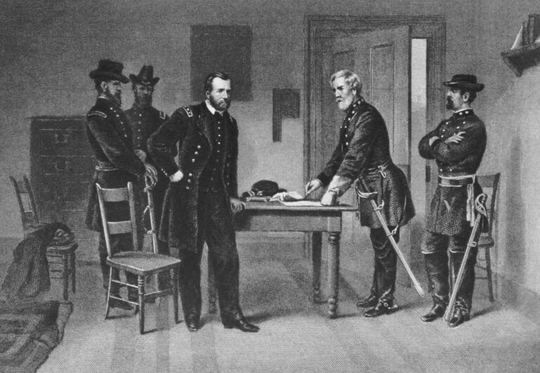 Sotva generálové Grant a Lee podepíší kapitulační listiny, důstojníci Unie dům vyrabují.