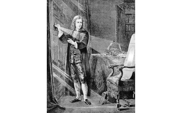 Kromě jiného Newton také definuje teorii světla.