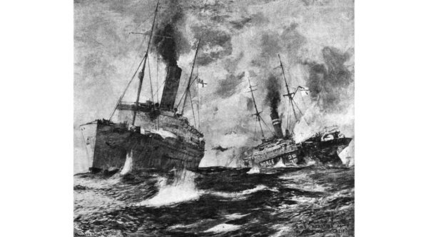 V zuřivé bitvě lodí HMS Alcantara a SMS Greif jdou ke dnu obě, Arthur nikoliv.