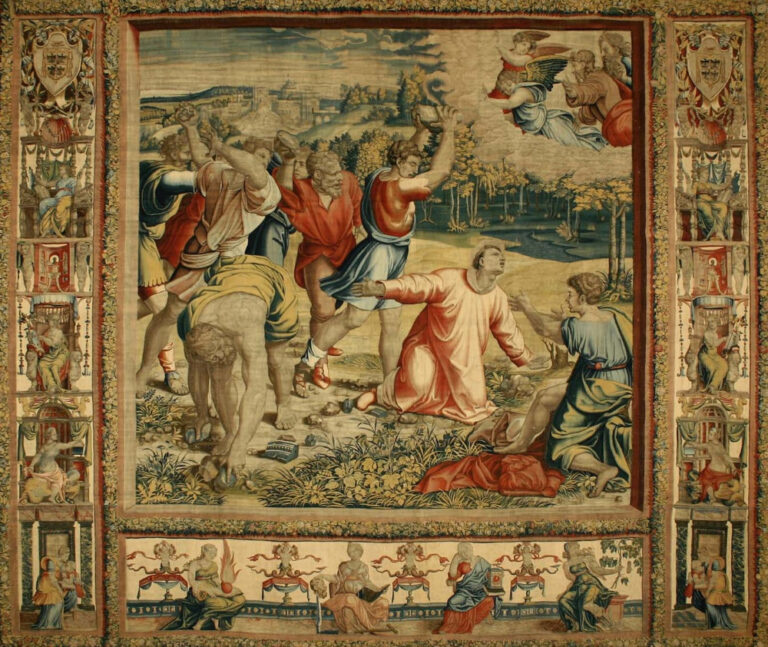 Ukamenování sv. Štěpána patří mezi tapiserie, které byly v minulosti zničeny.