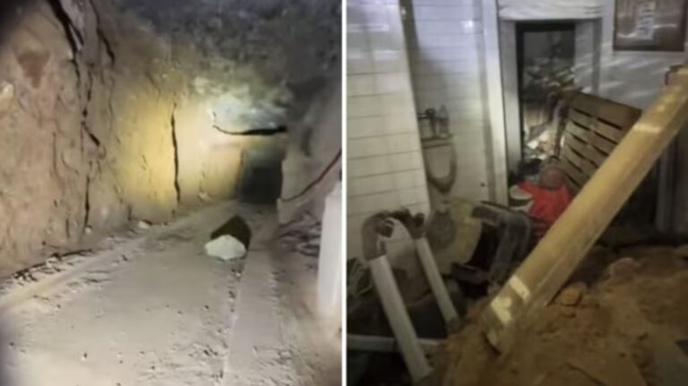 Načerno vybudovaný tunel spojuje historickou synagogu se suterénem prázdného obytného domu.