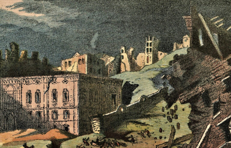 Většina budov je nenávratně zničena.