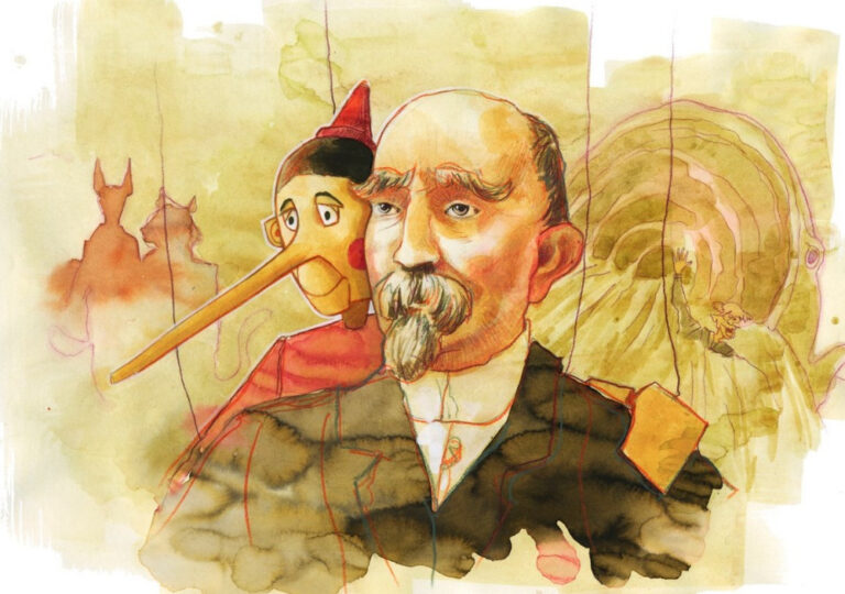 Carlo Collodi dal světu známý příběh dřevěné loutky.