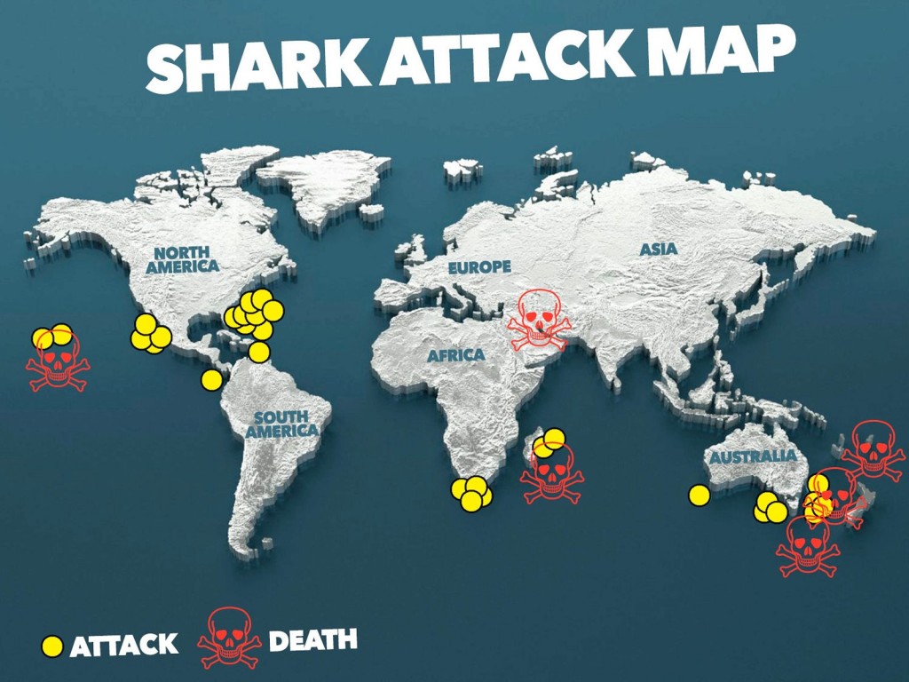 Карта акул в морях и океанах