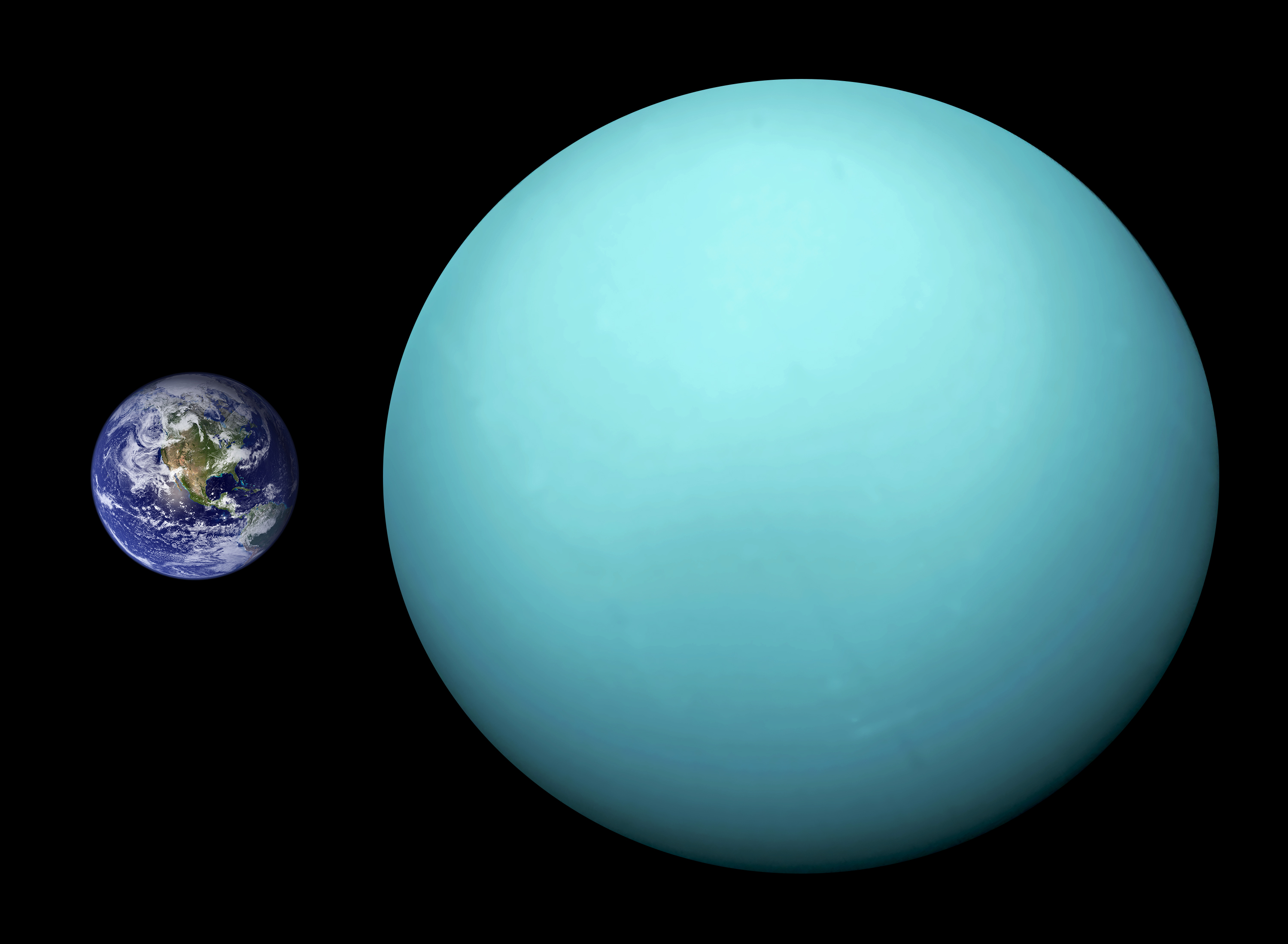 Srovnání velikosti Uranu na Země